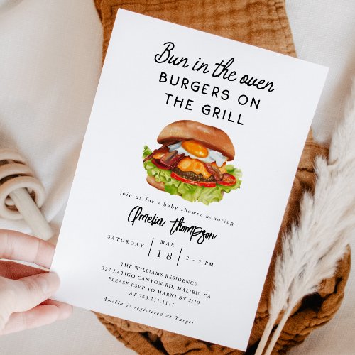  Bun in the oven Burger Baby Shower  Invitation