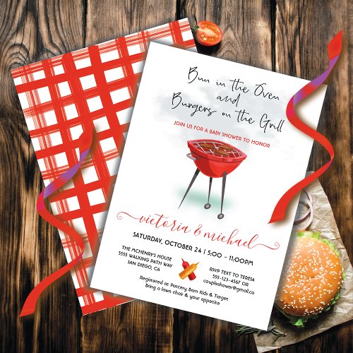 Bun in the Oven Burgers on the Grill Baby Shower Invitation