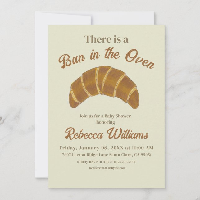 Bun in the Oven Croissant Backyard Baby Shower Invitation (Front)