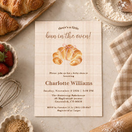 Bun in the Oven Croissant Girl Baby Shower Invitation