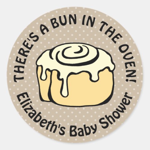 Bun in the Oven Cute Modern Baby Shower Boy  Girl Classic Round Sticker