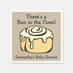 Bun in the Oven Cute Modern Baby Shower Boy / Girl Paper Napkins