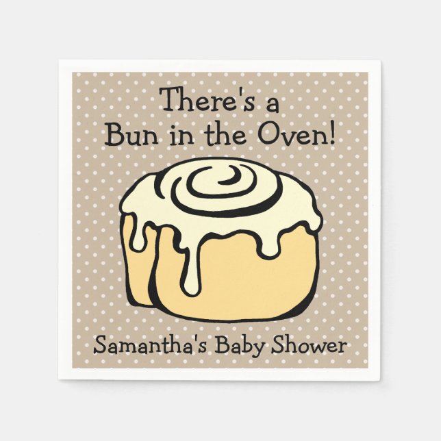 Bun in the Oven Cute Modern Baby Shower Boy / Girl Paper Napkins (Front)