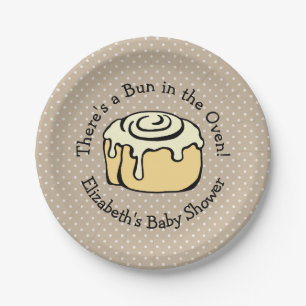 Bun in the Oven Cute Modern Baby Shower Boy / Girl Paper Plates