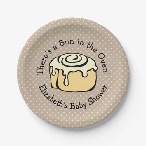 Bun in the Oven Cute Modern Baby Shower Boy  Girl Paper Plates