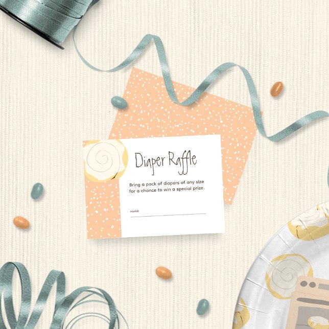Bun in the Oven Diaper Raffle Enclosure Card (Bun in the oven diaper raffle insert in peach)