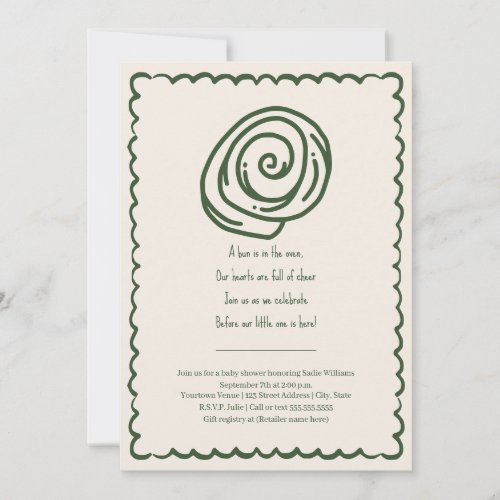Bun In The Oven Doodle Poem Neutral Baby Shower  Invitation