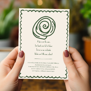 Bun In The Oven Doodle Poem Neutral Baby Shower  Invitation
