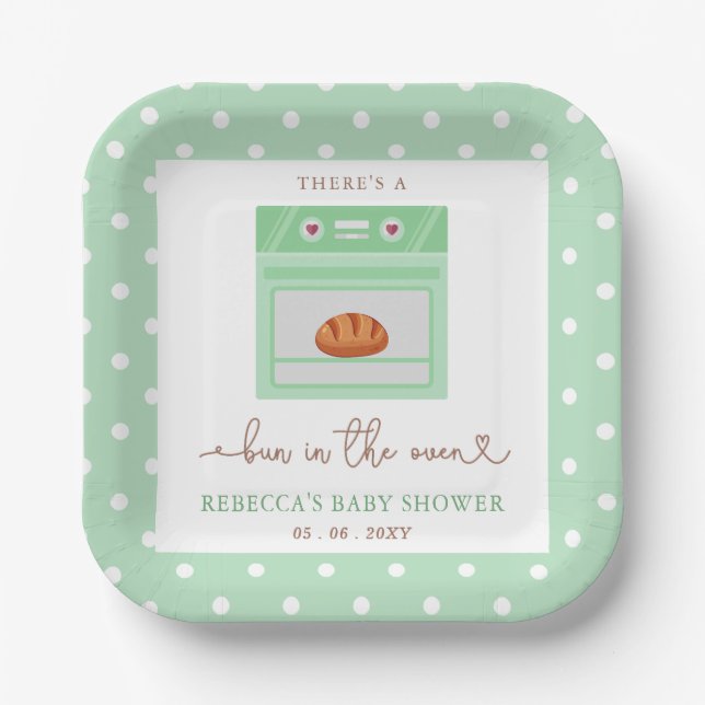 Bun In The Oven Gender Neutral Baby Shower Paper Plates (Front)