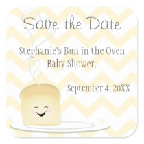 Bun in the Oven Gender Neutral Save the Date Square Sticker