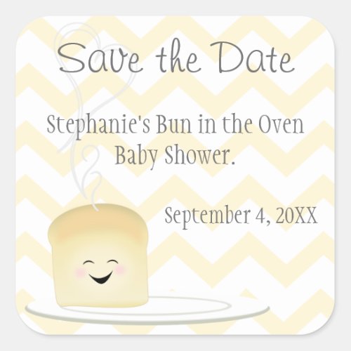 Bun in the Oven Gender Neutral Save the Date Square Sticker