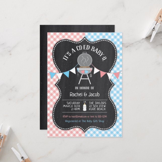 Bun in the Oven Gender Reveal Baby Shower Invitati Invitation (Front/Back In Situ)