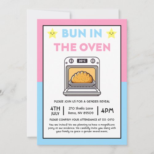 Bun in the Oven Gender Reveal Brunch Invitation