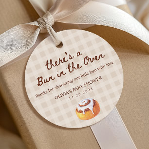 Bun in the Oven Gingham Bakery Baby Shower Gift Favor Tags