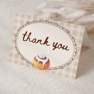 Bun in the Oven Gingham Bakery Baby Shower Letterpress Thank You Card