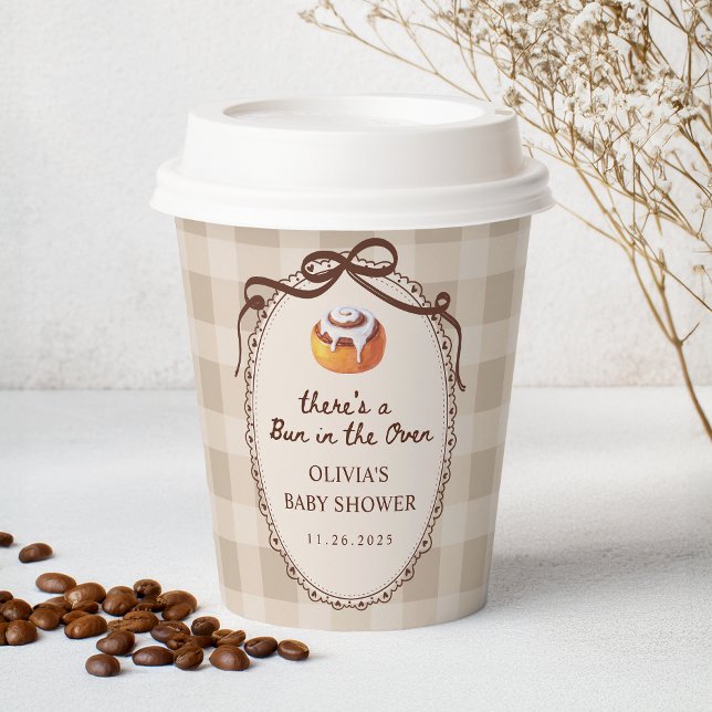 Bun in the Oven Gingham Bakery Baby Shower Paper Cups (Creator Uploaded)