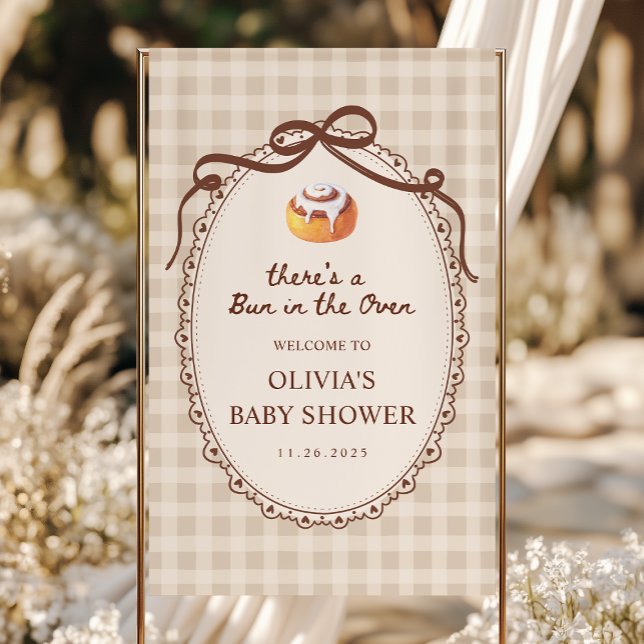 Bun in the Oven Gingham Bakery Baby Shower Welcome Banner (Creator Uploaded)