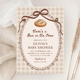 Bun in the Oven Gingham Sourdough Baby Shower Invitation