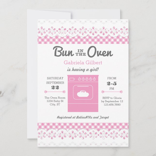 Bun In The Oven Girl Baby Shower Invitation (Front)