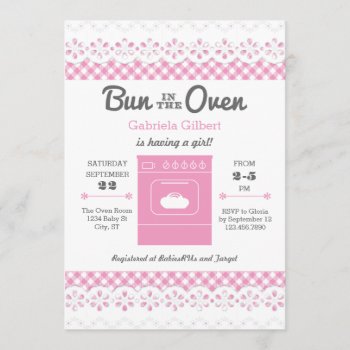 Bun In The Oven Girl Baby Shower Invitation by marlenedesigner at Zazzle