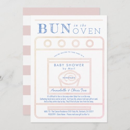 Bun in the Oven Girl Pink Baby Shower by Mail Invitation