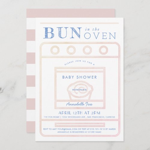 Bun in the Oven Girl Pink Baby Shower Invitation