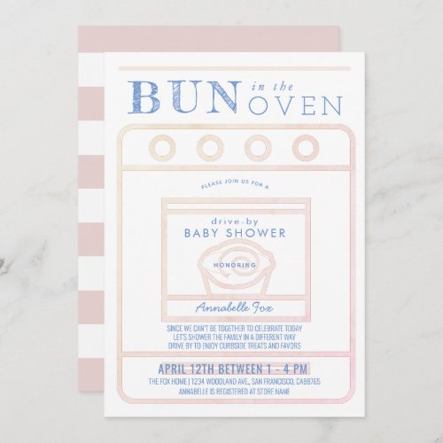 Bun in the Oven Girl Pink Drive_by Baby Shower Invitation