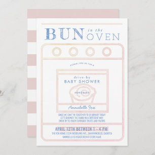 Bun in the Oven Girl Pink Drive-by Baby Shower Invitation