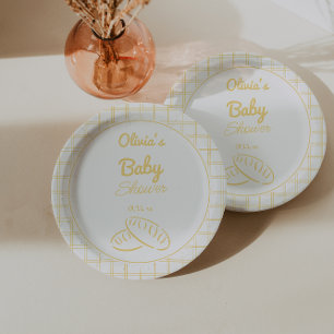 Bun In the Oven Hand Drawn Neutral Baby Shower Paper Plates