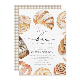 Bun in the Oven Kitchen Theme Baking Baby Shower Invitation