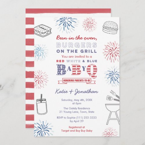 Bun in the Oven Memorial Day Weekend Baby Shower Invitation