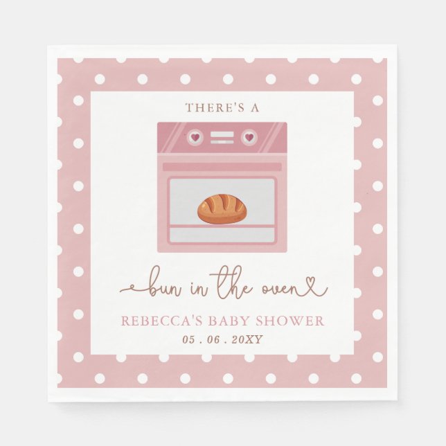 Bun In The Oven Pink Baby Girl Baby Shower Napkins (Front)