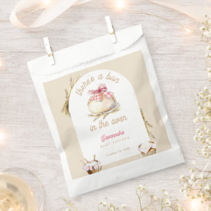 Bun In The Oven Pink Gingham Bow Baby Shower Favor Bag