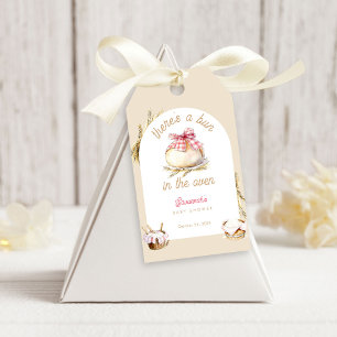 Bun In The Oven Pink Gingham Bow Baby Shower Gift Tags