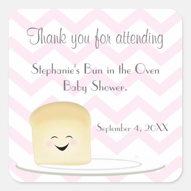 Bun in the Oven Pink Square Sticker (Front)