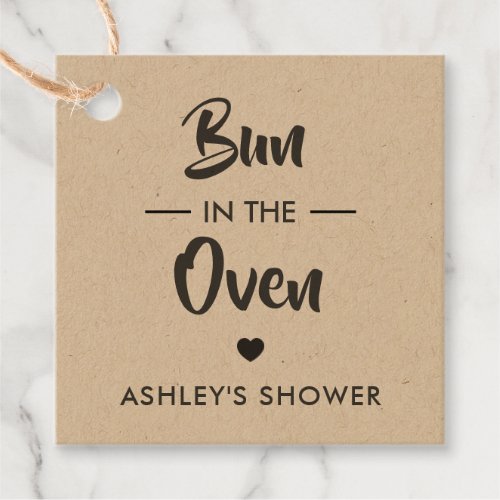 Bun in the Oven Tag Baby Shower Gift Tag Kraft Favor Tags