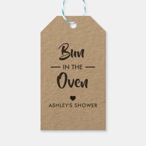 Bun in the Oven Tag Baby Shower Gift Tag Kraft Gift Tags