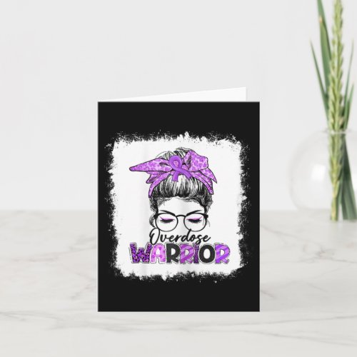 Bun Leopard Print Purple Ribbon Overdose Awareness Card