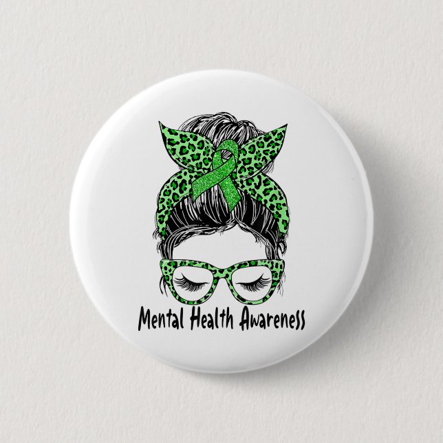 Bun Mental Health Problems Mental Health Awareness Button (Front)
