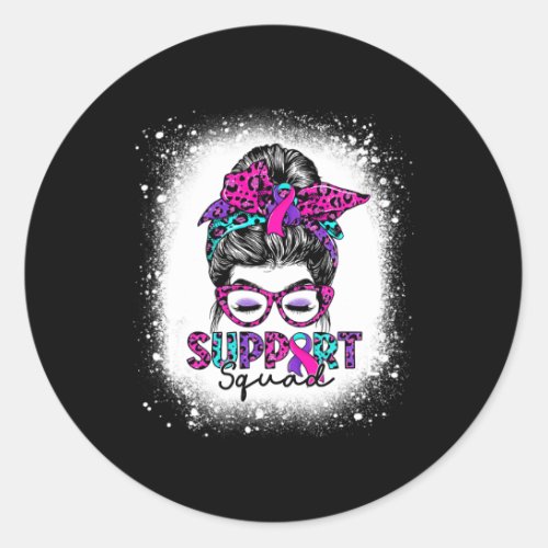 Bun Support Squad Thyroid Cancer Awareness Ribbon  Classic Round Sticker