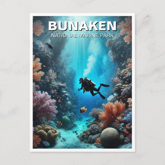 Bunaken Indonesia Scuba Diver Postcard (Front)
