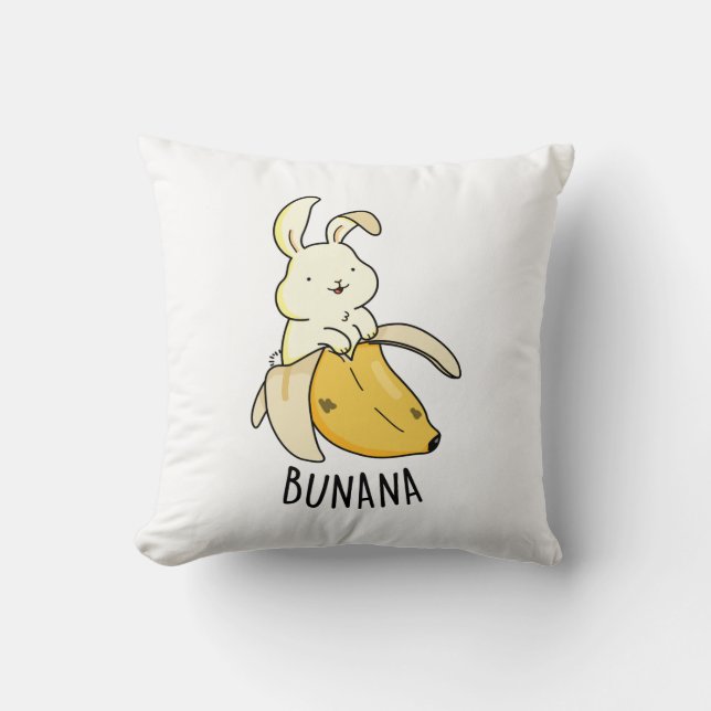 Bunana Funny Bunny In A Banana Pun  Throw Pillow (Front)