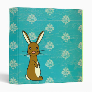 Bunbun - Cute Rabbit Blue Damask Binder