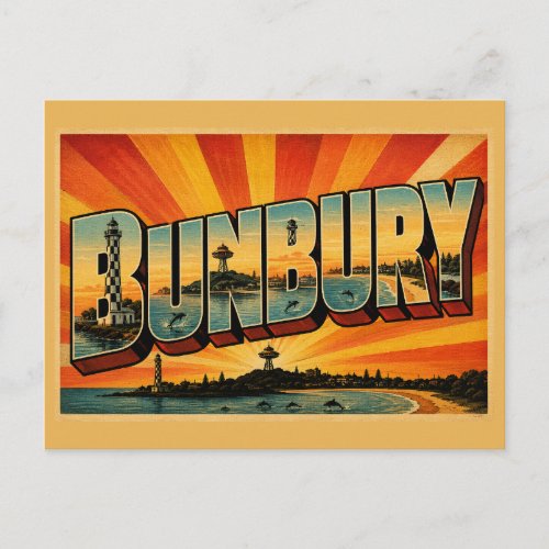Bunbury WA Australia Coastal Lighthouse Art Postcard
