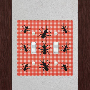 Bunch Big Black Crawling Ants Red White Plaid Light Switch Cover