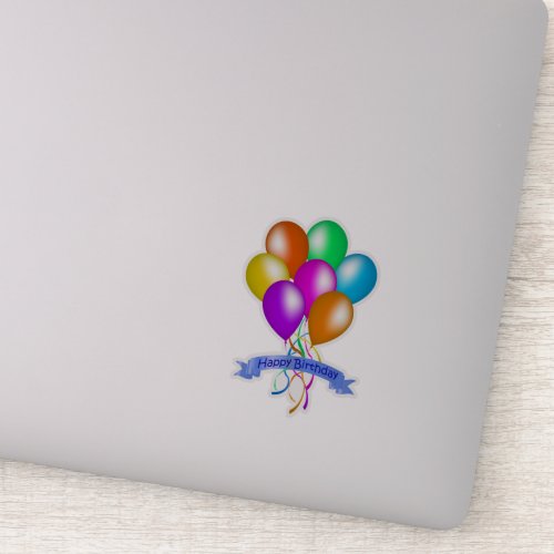 Bunch Bright Colorful Birthday Balloons Streamers Sticker