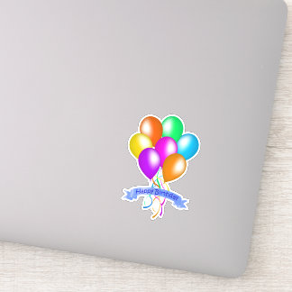 Bunch Colorful Bright Birthday Balloons Ribbons Sticker