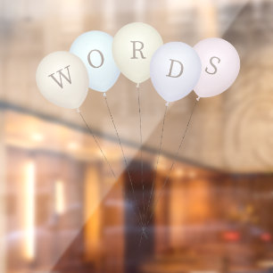 Bunch of 5 Faded Pastel Balloons Custom Text Window Cling