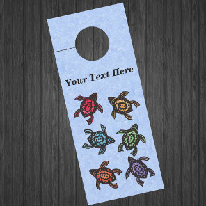 Bunch of Abstract Black Turtles Colorful Markings  Door Hanger