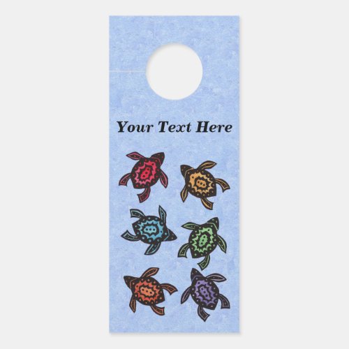 Bunch of Abstract Black Turtles Colorful Markings  Door Hanger